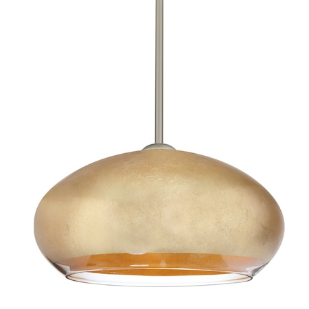 Besa Lighting Brio 14 Cord Pendant, Gold Foil, Satin Nickel Finish, 1x9W LED 1TT-4345GF-LED-SN